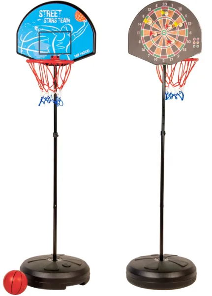 My Hood - Basket kurv og Dart i en stander - Med plastbold, pile og pumpe